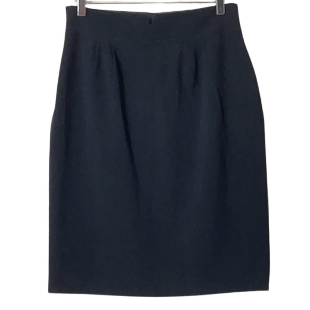 T Tahari Black Pencil Skirt w/ Thread Detail Along Waist Band Sz. 12